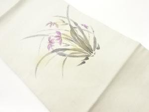 作家物　手織り紬金彩手描き草花模様名古屋帯